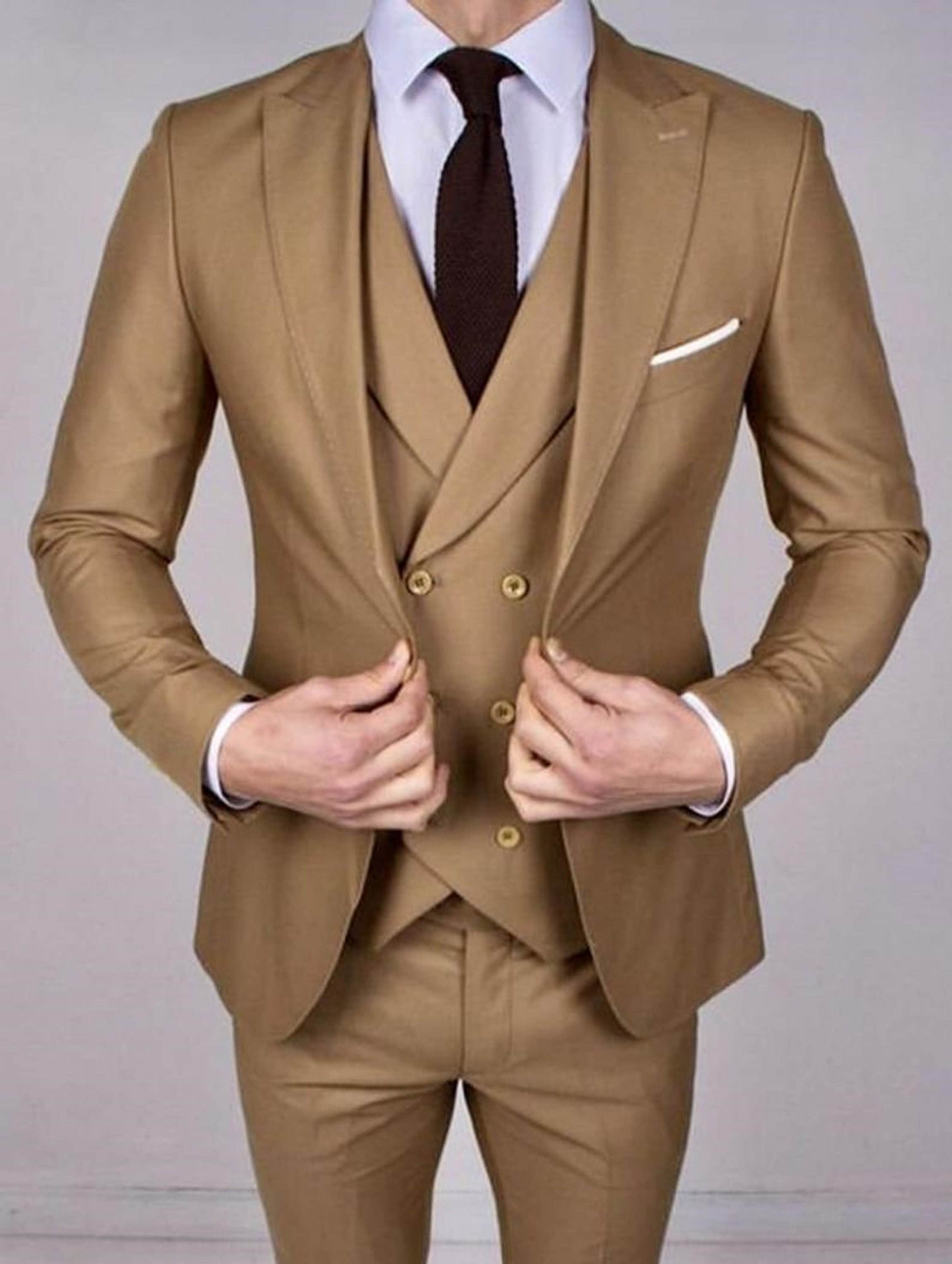 Men's Two Button Suit - Camel ~ Khaki