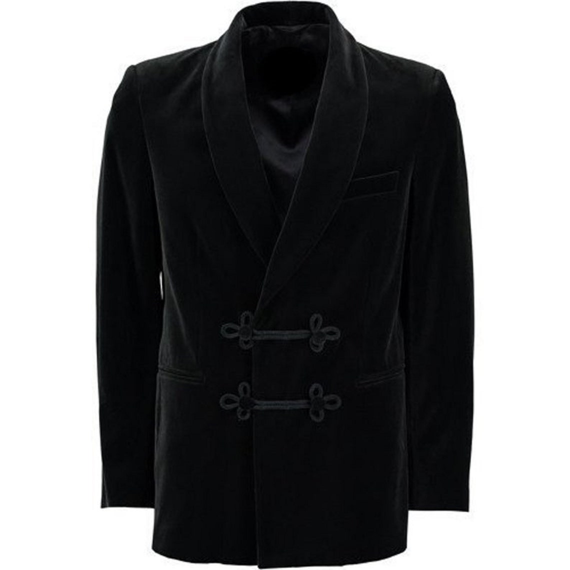 Men Elegant Black Velvet Smoking Jacket With Frogging Button Etsy UK