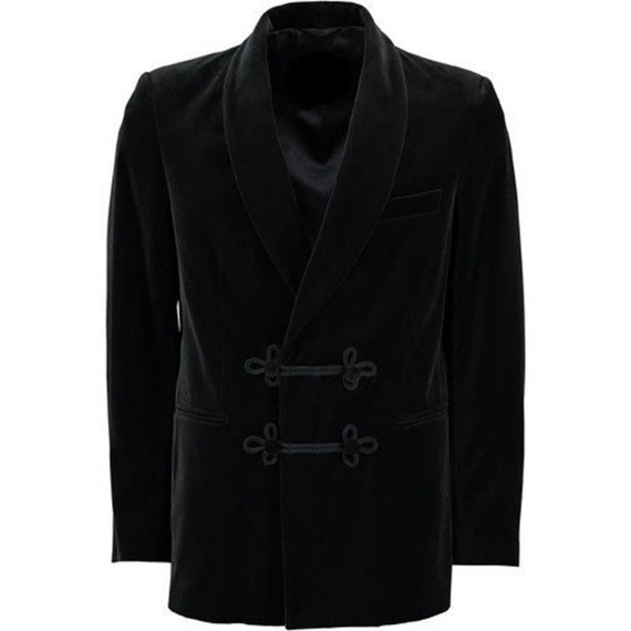 Mens black velvet smoking cheap jacket