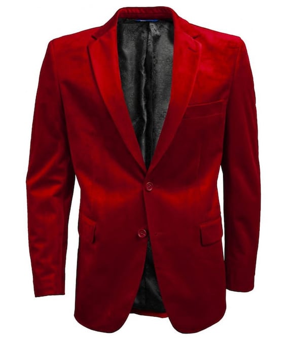 Elegante giacca di velluto rosso da uomo wedding Groom Dinner Party Wear  Coat Blazer -  Italia