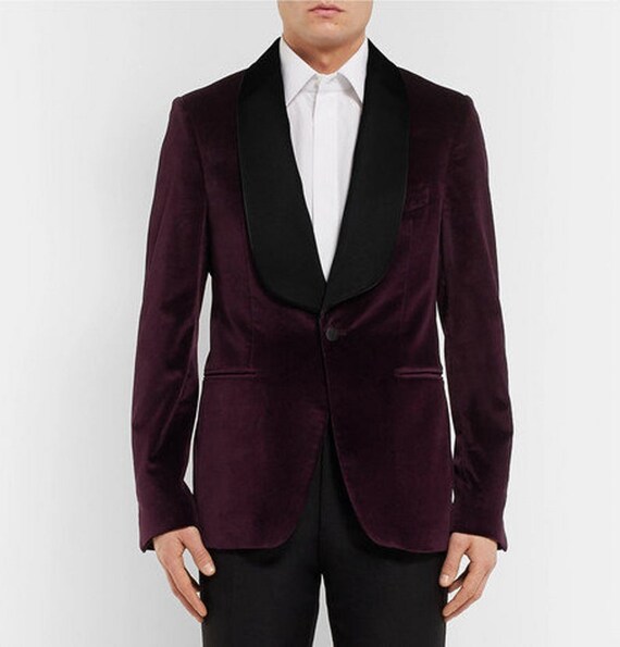 Men's Purple Velvet Shawl Lapel Tuxedo Jacket Slim Fit One | Etsy