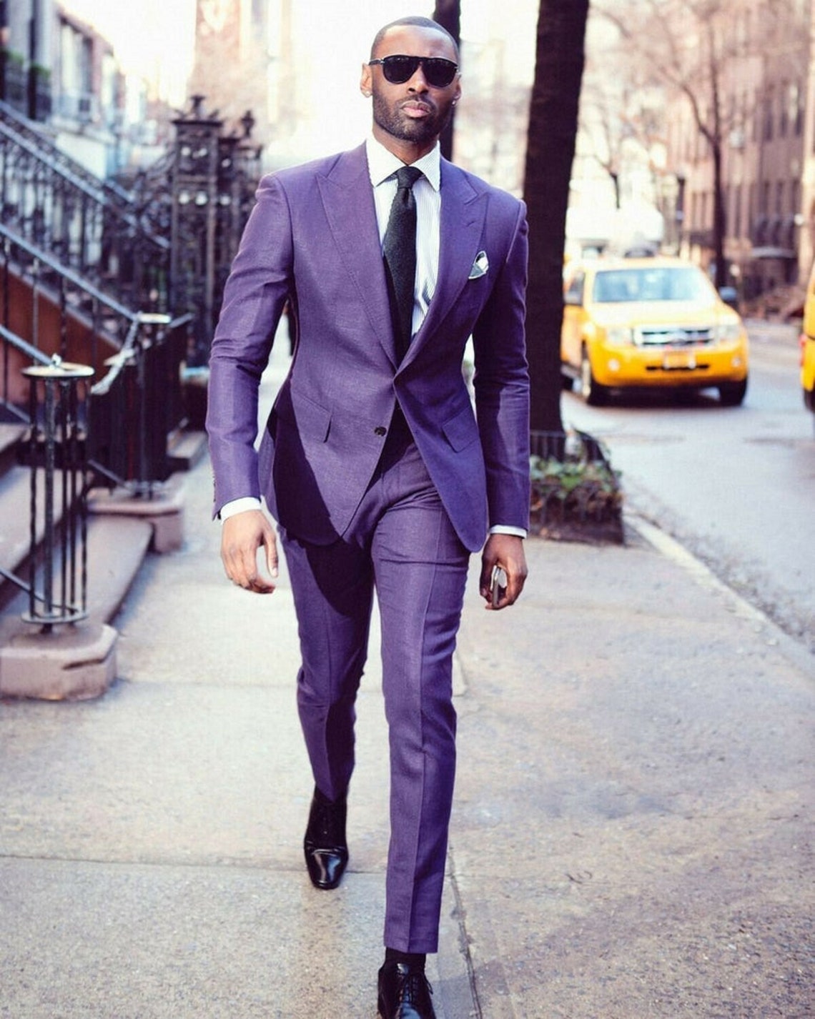Mens Luxury Purple 2 Piece Linen Suit Slim Fit Two Button Etsy
