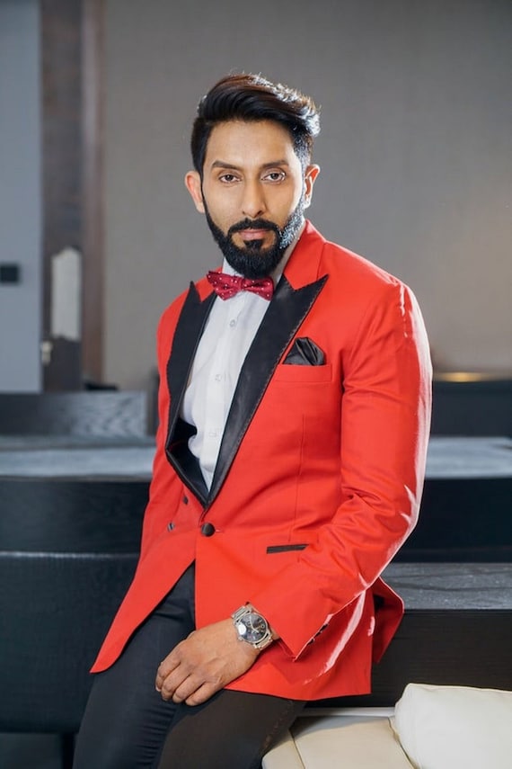Orange top tuxedo jacket