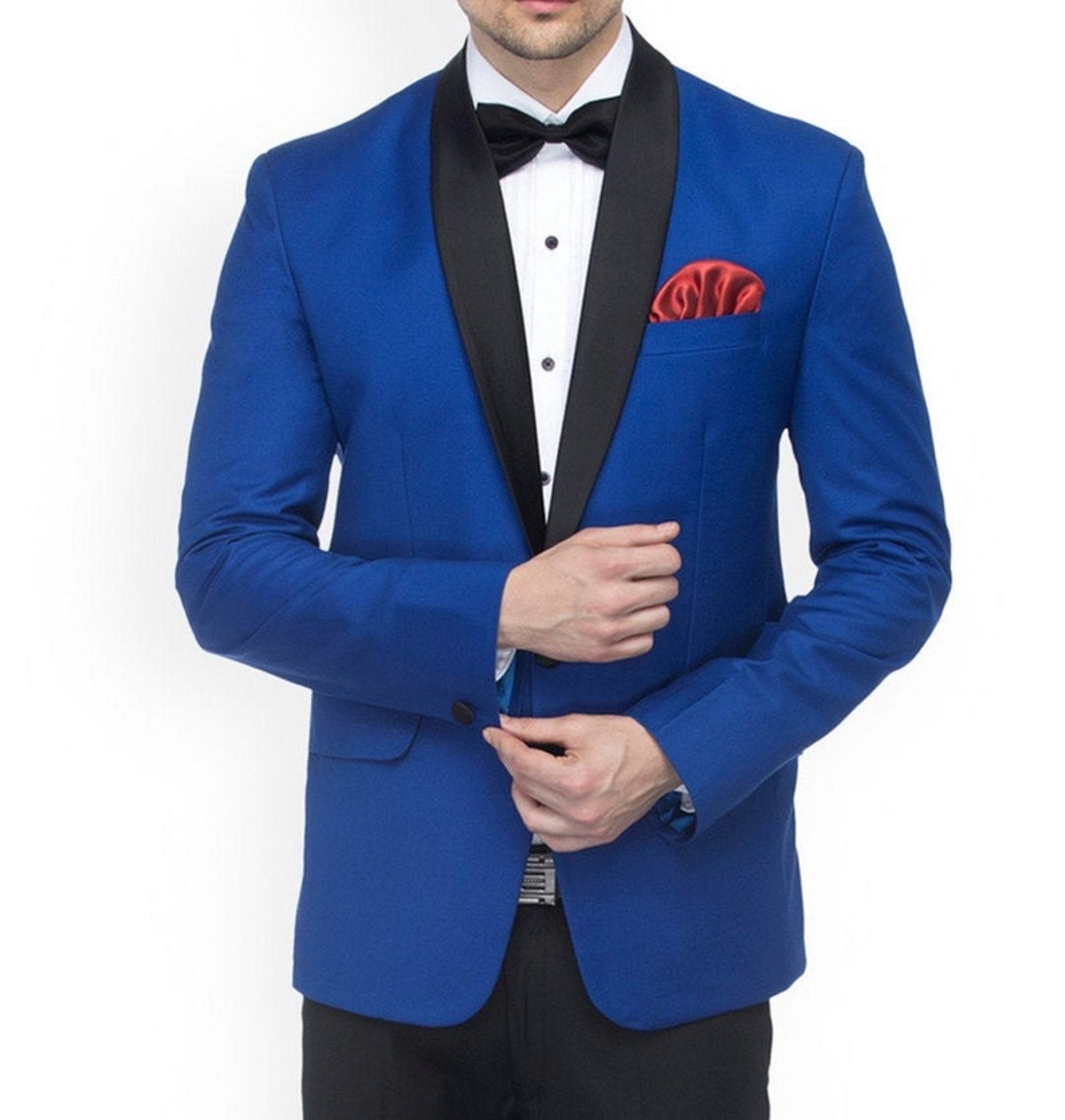 Men's Royal Blue Solid Tuxedo Jacket Slim Fit One Button Etsy