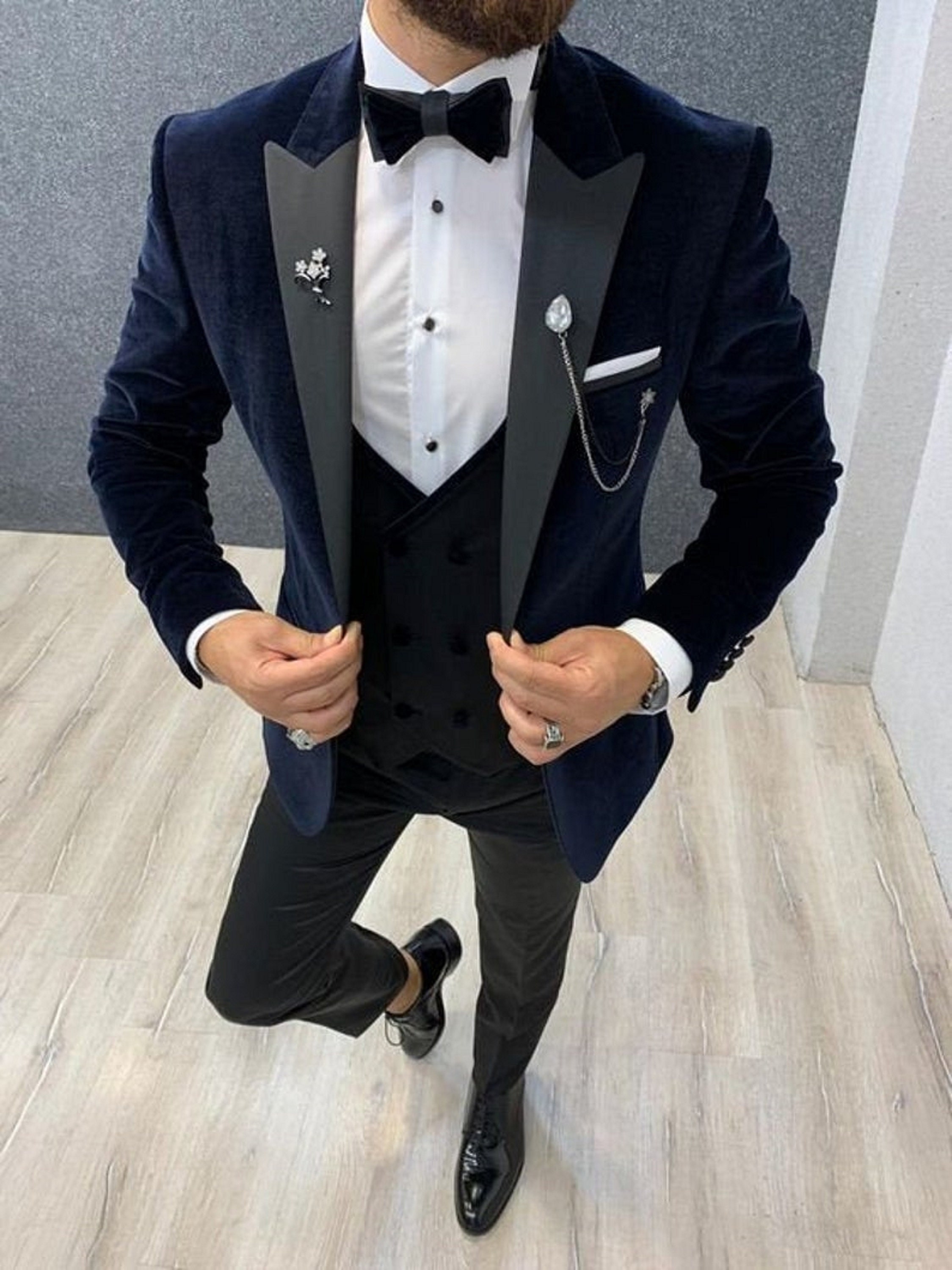 Navy blue velvet tuxedo clearance jacket