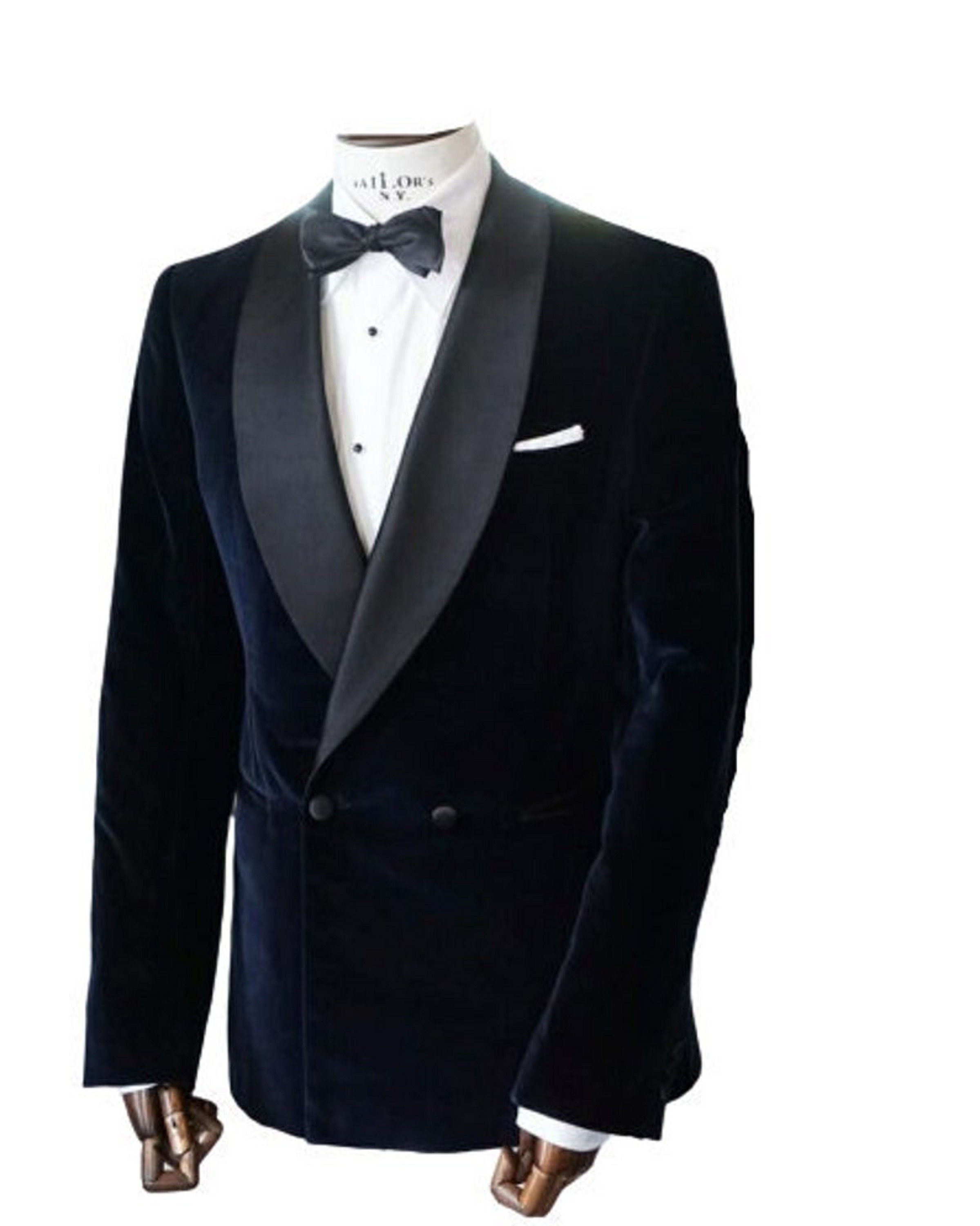 Men's Navy Blue Velvet Tuxedo Jacket Wedding Groom Dinner | Etsy