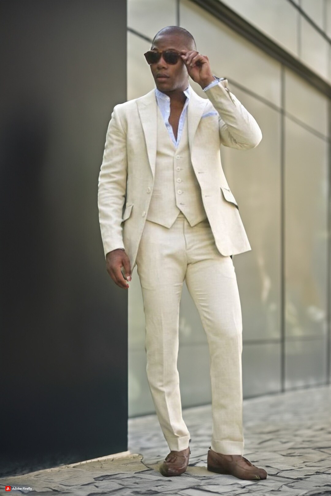 Men Linen Suit Ivory Summer Suit 3 Piece jacketwaistcoatpant Slim Fit ...