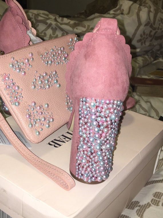 mauve shoes and matching bag