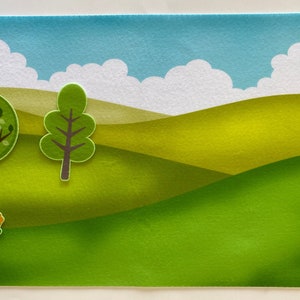 Farm Hill Meadow Sky Background 14.8x22.5 Felt Figures Flannel Board Story Set Felt Board Stories Kids preschool