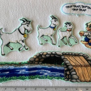 Three Billy Goats Gruff Felt Figures Flannel Board Story Set Felt Board Stories Preschool Fairy Tales Fingerplays 2 sizes