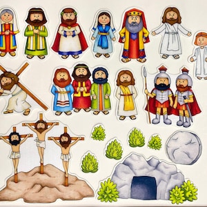 Crucifixion Resurrection and trial Jesus Felt Set For Bible Felt Flannel Board Stories Easter Lesson Guide Activity Coloring Pages