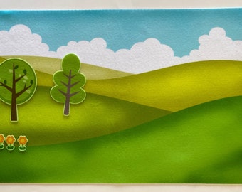 Farm Hill Meadow Sky Background 14.8x22.5 Felt Figures Flannel Board Story Set Felt Board Stories Kids preschool