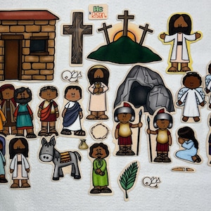 He is Risen Easter Felt Set Dark Skinned For Bible Felt Flannel Board Stories Last Supper Crucifixion Resurrection Jesus