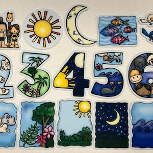 Days of Creation Felt Set For Bible Felt Flannel Board Stories Lesson Guide Activity Coloring Pages Old Testament Kids Story