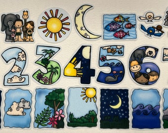 Days of Creation Felt Set For Bible Felt Flannel Board Stories Lesson Guide Activity Coloring Pages Old Testament Kids Story