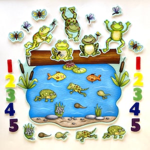 Five Speckled Frogs Felt Figures Flannel Board Story Set Felt Board Stories Nursery Rhymes Songs 5