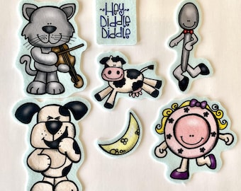 Hey Diddle Diddle Felt Figures Flannel Board Story Set Felt Board Stories Kids Preschool Education Nursery Rhyme Cat Fiddle