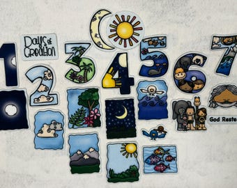 Small Days of Creation Felt Set For Bible Felt Flannel Board Stories Lesson Guide Activity Coloring Pages Old Testament Kids Story