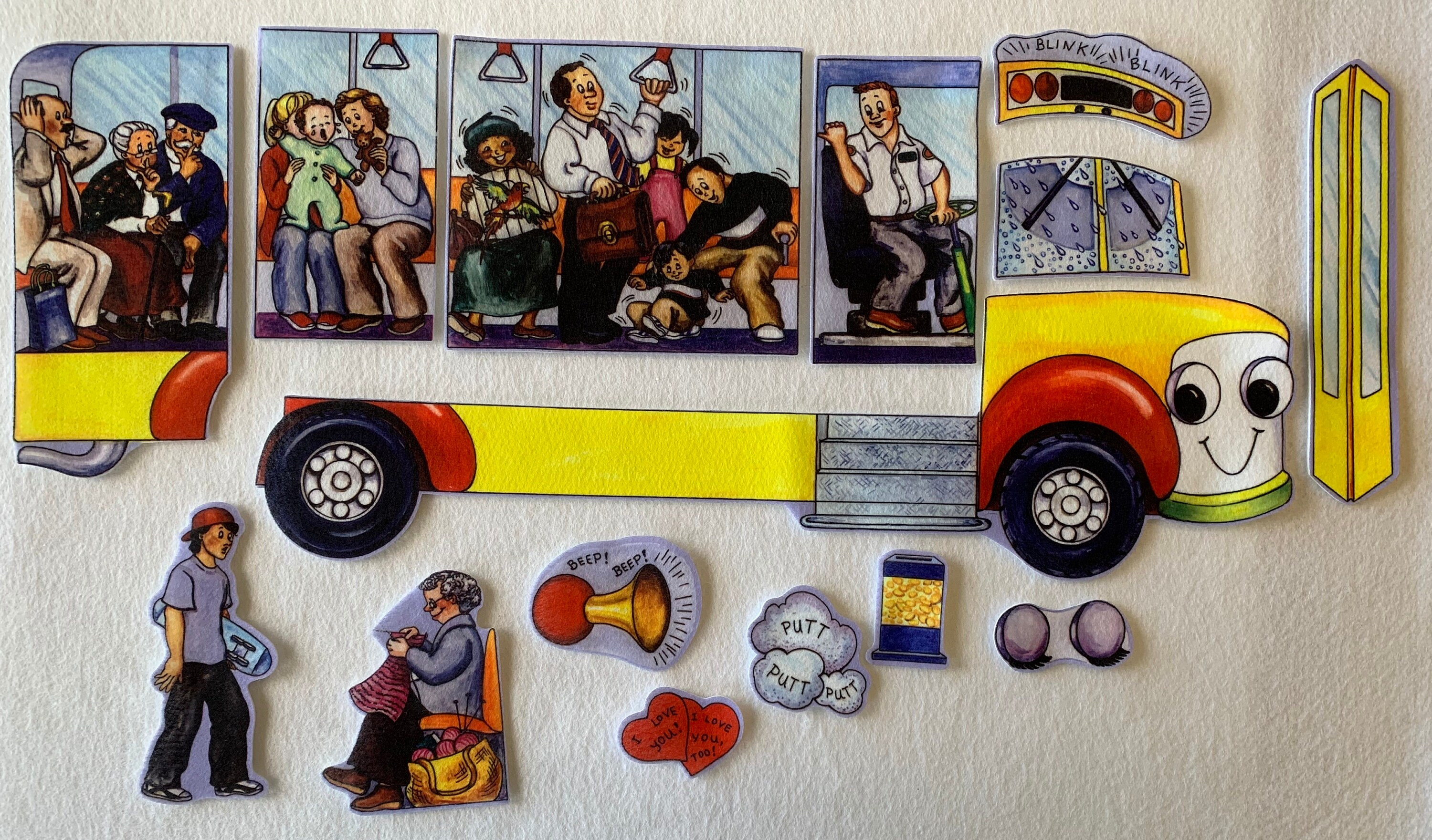 Wheels on the Bus Build a Bus Felt Figures Flannel Board Story Set Felt