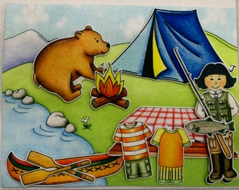 Dress Up Doll Set Camping Felt Figures Flannel Board Story Set Felt Board Stories Kids Preschool Education Paper Dolls