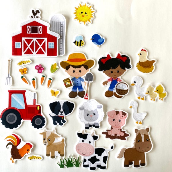 35 pc Farm Animals Felt Figures Flannel Board Story Set Felt Board Stories Kids Preschool Education