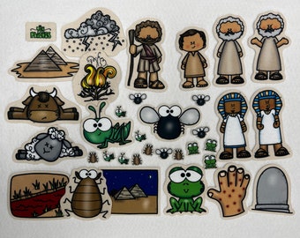 10 Plagues Felt Set Bible Felt Flannel Board Stories Lesson Guide Activity Pages Old Testament Kids Story Moses