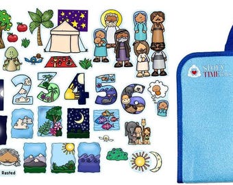 4 Bible Stories Felt Set & Flannel Board Days of Creation Garden of Eden Abraham  Sarah Jacob  Essau Old Testament Kids