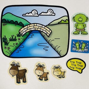 Three Billy Goats Gruff Felt Figures Flannel Board Story Set Felt Board Stories Preschool Fairy Tales Fingerplays 3
