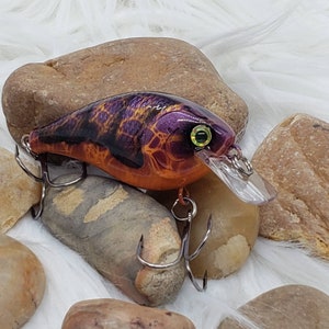 Mardi Craw Custom painted crankbait fishing lure. Bass fishing lures. Custom lure, deep diver, squarebill. Gifts for him.