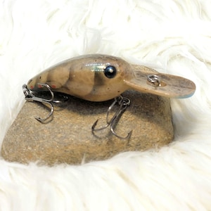 Sandy Craw Crankbait, custom painted fishing lure. Bass fishing, custom lures. Great Gift.