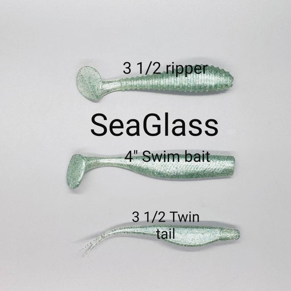 Soft Plastic Fishing Baits, Seaglass Green. Artificial Inshore