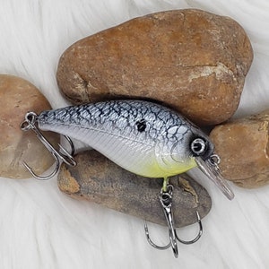 Crack Pearl Shad. Custom painted bass fishing crankbait lure,  Gifts for him, husband gift idea, fishing tackle, fisherman gifts.