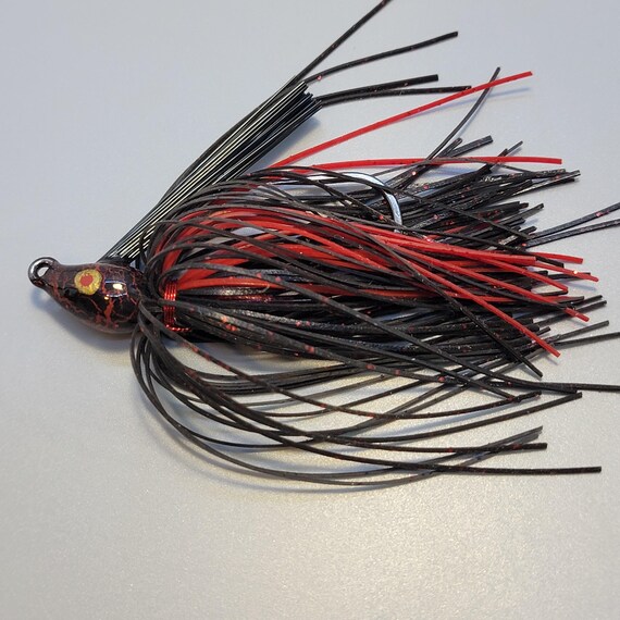 cluster fishing lure Handmade Red Black Craw Swim Jig: Custom Bass Fishing Lure