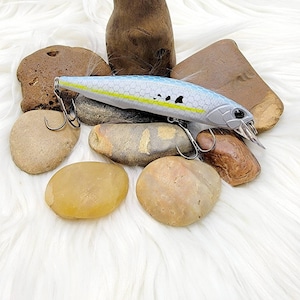 Threadfin Shad Jerkbait, bass fishing, custom fishing lures. Handpainted lures. Gifts for him, dad gift.