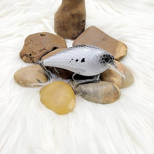 Scale Pearl Shad Crankbait, bass fishing, custom fishing lure. Gift for him, dad gift, husband gift idea.