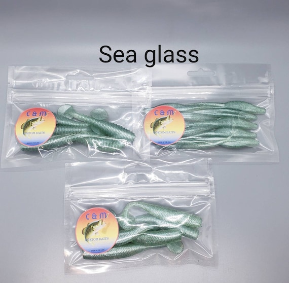 Soft Plastic Fishing Baits, Seaglass Green. Artificial Inshore Saltwater  Fishing Worms. Twin Tail, Swimbait, Ripper. Fisherman Gift Idea. 
