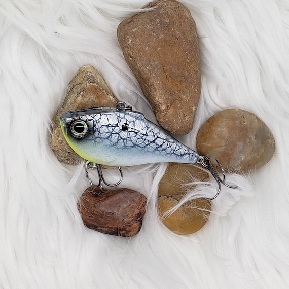 Custom Painted Bass Fishing Crankbait Lure, Crack Pearl Shad