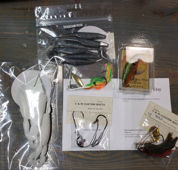 Mystery Box of Custom Fishing Lures C and M Hand Crafted Lures, Jigs,  Spinner Baits Ect. Fishing Tackle, Bass Fishing Gift Idea. 