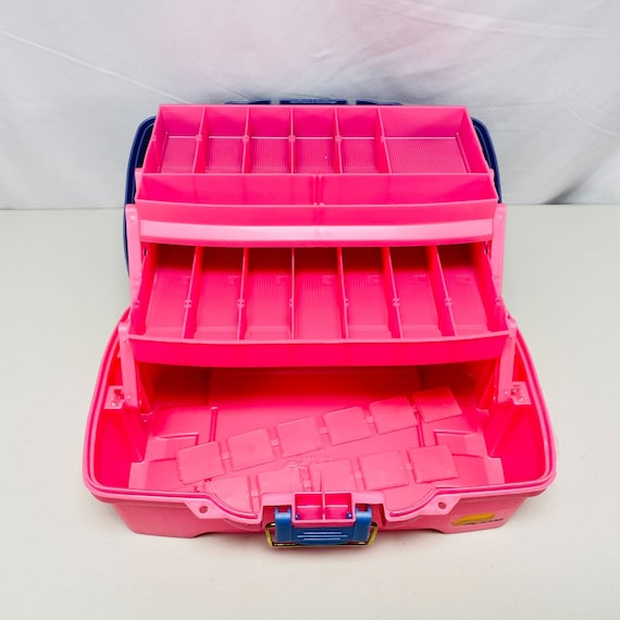 Plano Fishing Tackle Box Cosmetic Storage 2 Tier Trays Pink Purple Model  6202 