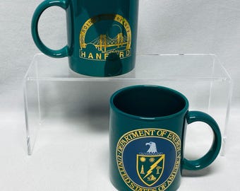 Hanford 50th Anniversary Green Coffee Mugs Nuclear DOE Atomic Richland WA 1994