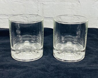 Vtg Crown Royal Set of 2 Rock Whiskey Glasses Embossed Concave Bottom