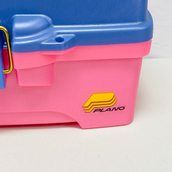 Plano Fishing Tackle Box Cosmetic Storage 2 Tier Trays Pink Purple