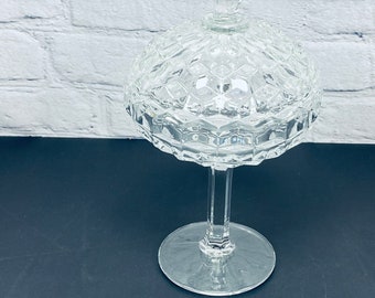 Fostoria American Clear Compote With Lid Candy Nuts Dish