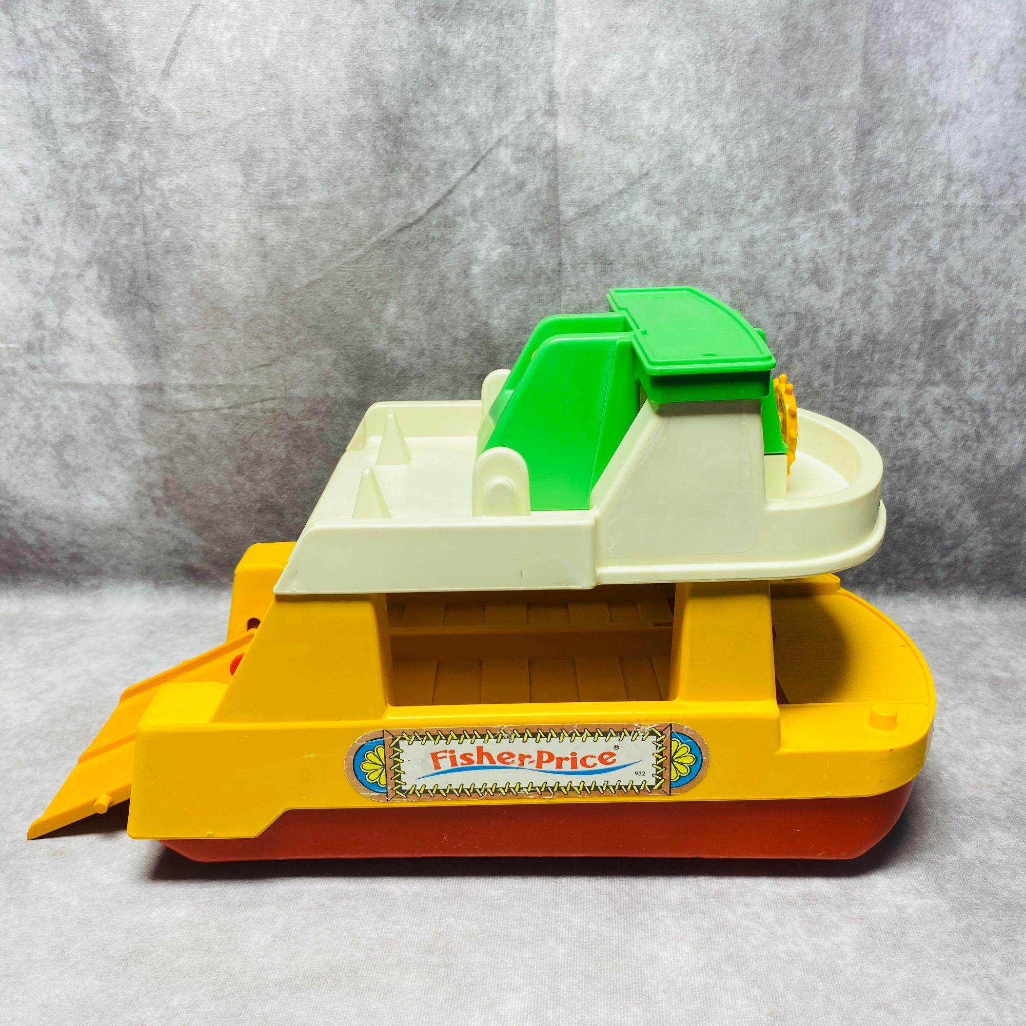 Vintage Fisher-Price Little People Ferry Boat 932 Toy 1978 Yellow & Green