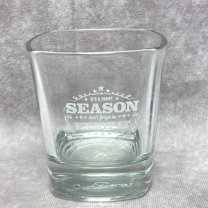 Jack Daniels "Its A Short Season" 8 Oz Low Ball Square Rock Whiskey Glass