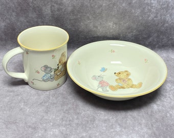Mikasa Teddy Mug and Bowl Set - Cute Bear /Mouse Design 10oz Mug Kids Children