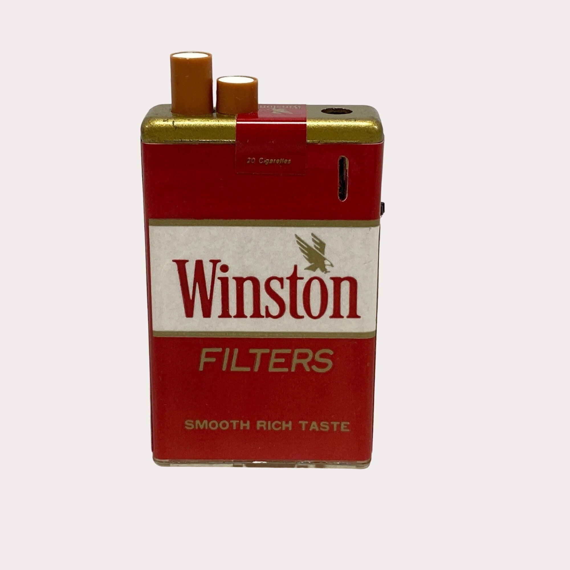20 Cigarette )Unique Retro Metal Cigarette Case With Same Kerosene Lighter  Bronze Cigarette Pack Copper Carving