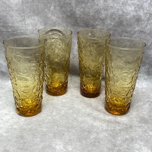 Anchor Hocking Milano 14 Unzen Honig Gold Gläser Mid Century Modern 4er Set