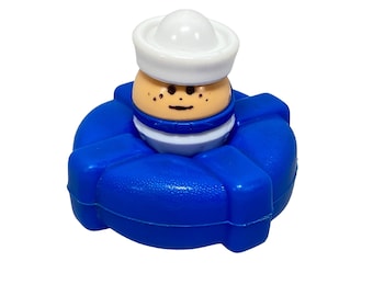 Vintage Toddle Tots Little Tikes Navy Sailor Figure Toy With Blue Raft