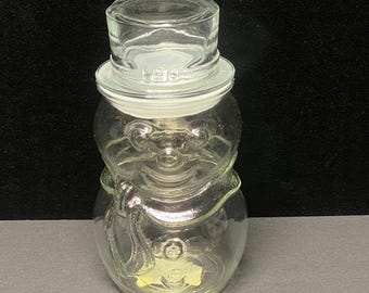 アメリカンヴィンテージHERSHEY'S LIBBEY 製ガラス容器 ヴィンテージ リビー クリアガラス容器/瓶 蓋付き 高さ7.1/4インチ 幅4
